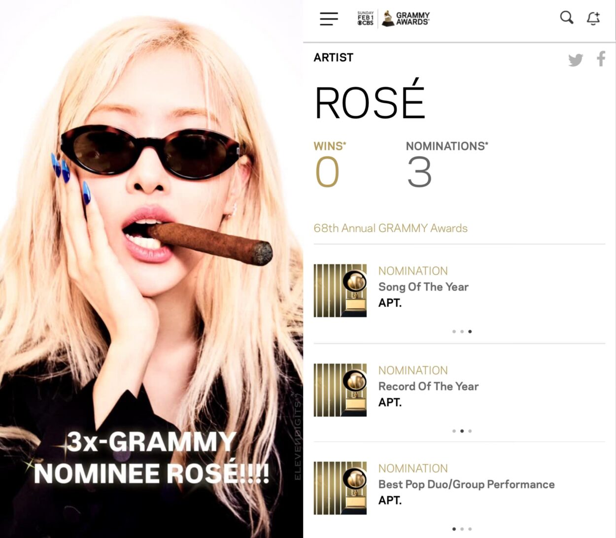 ROSÉ makes history as the first K-pop soloist ever nominated for a GRAMMY — and the first K-pop artist to enter a Big Four category