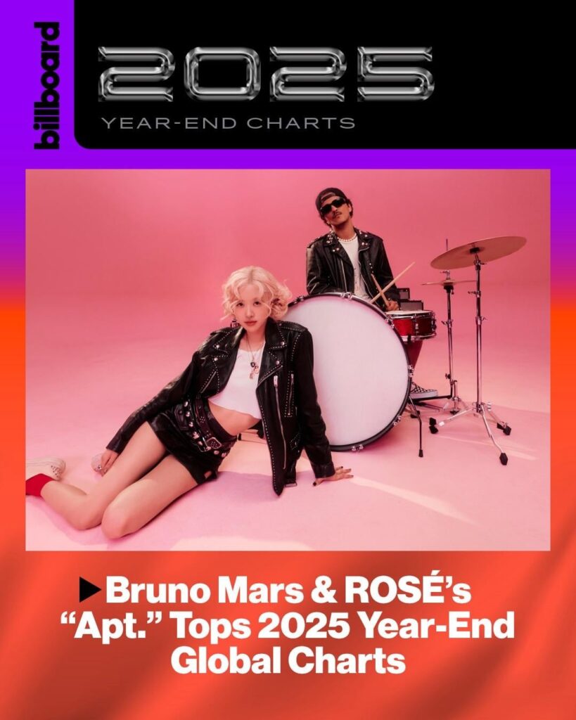 ROSÉ & Bruno Mars - ‘APT.’ dominates Billboard’s 2025 year-end charts, hitting #1 on both the 2025 Billboard Global 200 and Global Excl. U.S.!