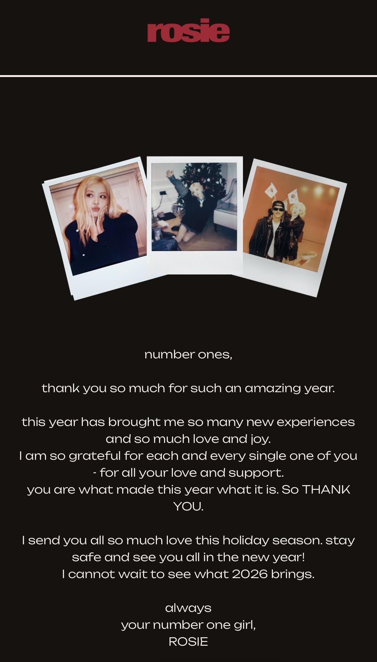 Happy Holidays! From our Number One Girl ROSÉ