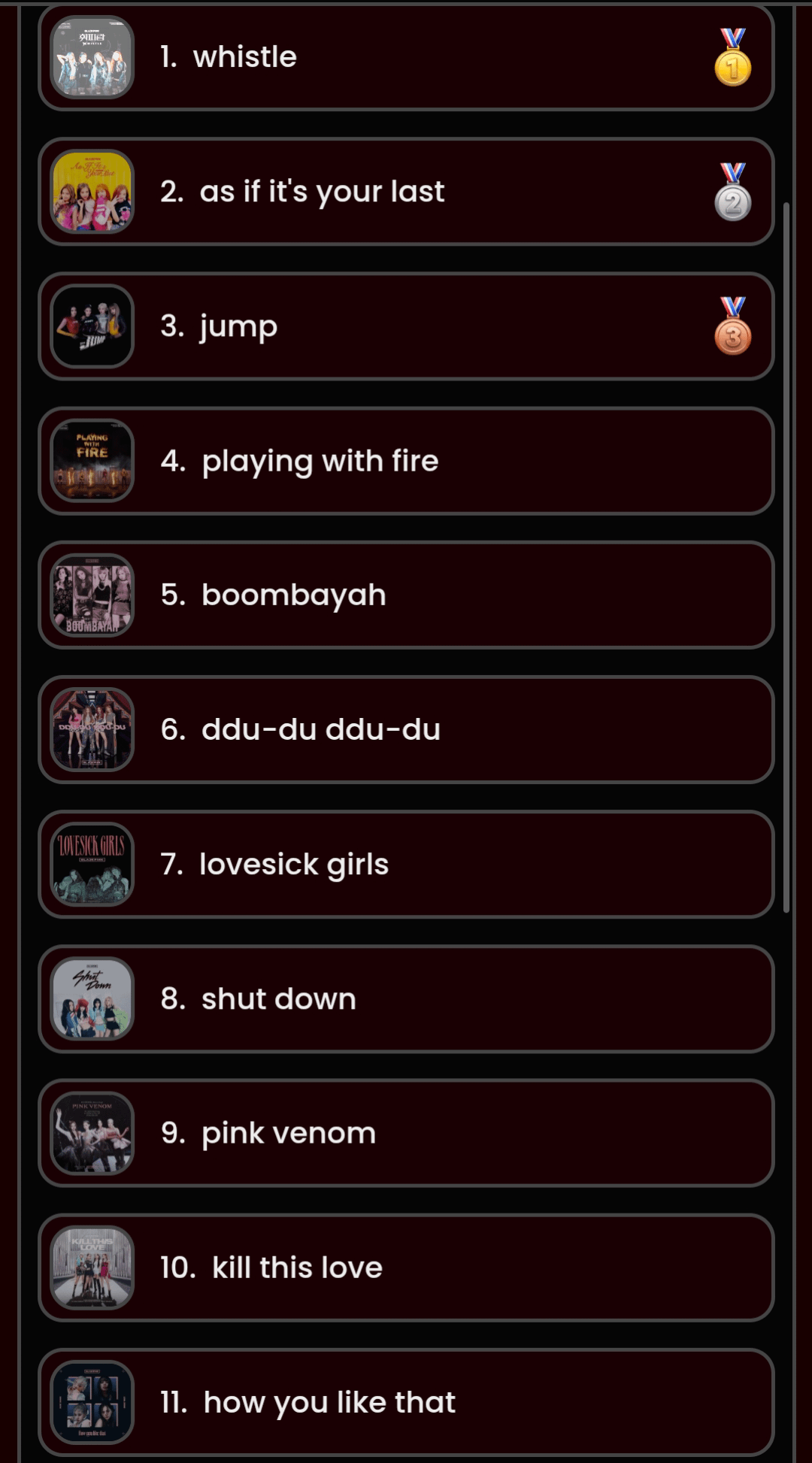 blackpink discography sort