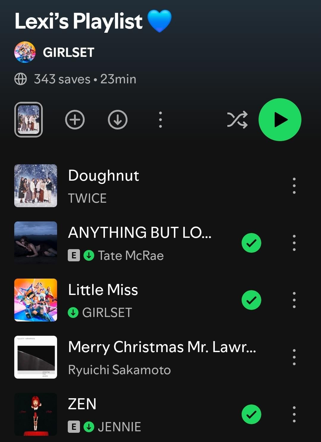 251202 JENNIE - ZEN is included in Lexi of GIRLSET's Holiday Playlist