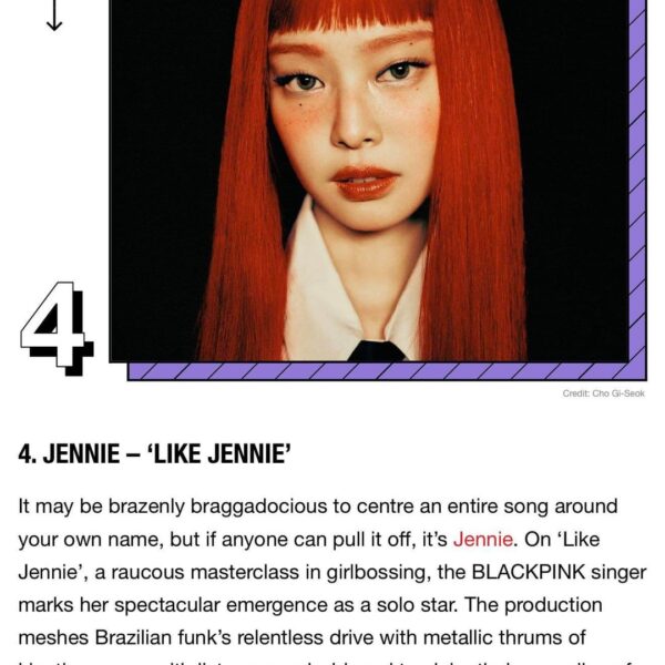 251210 JENNIE - ‘like JENNIE’ & BLACKPINK - ‘뛰어(JUMP)’ both ranked #4 & #11 on NME’s 25 Best K-Pop Songs of 2025