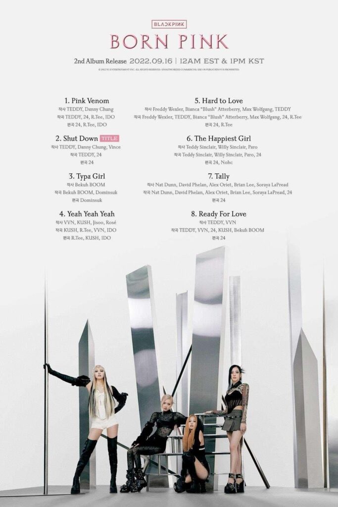 220908 BLACKPINK - ‘BORN PINK’ Tracklist Poster