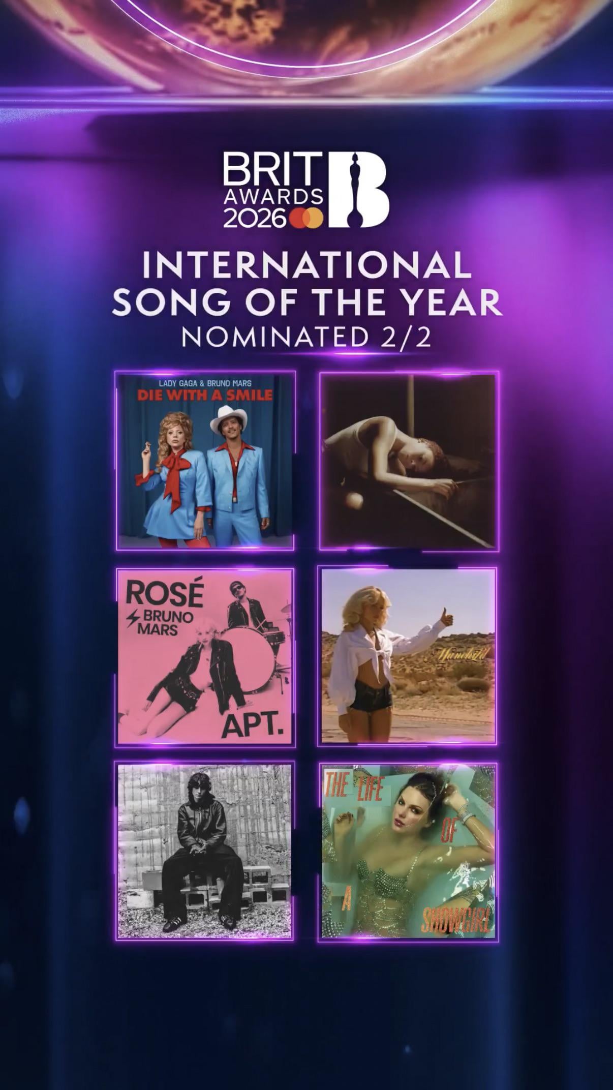 ROSÉ earns 2025 BRIT Awards nomination for ‘International Song of the Year’ (APT.), making history as the first Korean soloist to do so!