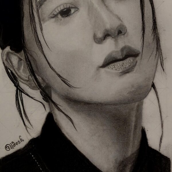 Kim Jisoo, aadesh, charcoal and graphite, 2026