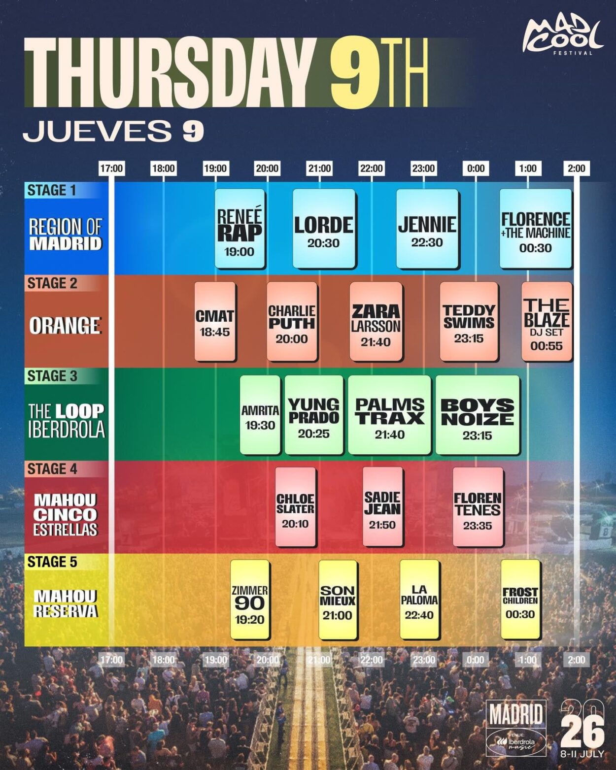 260101 JENNIE’s Mad Cool Festival performance will be on July 9th at 10:30PM CEST