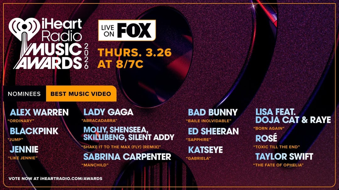 260108 BLACKPINK, JISOO, JENNIE, ROSÉ & LISA have been nominated in 10 CATEGORIES at the iHeart Radio Music Awards 2026 including ‘K-pop Group of the Year’, ‘K-pop Artist of the Year’, & ’K-pop Song of the Year’!