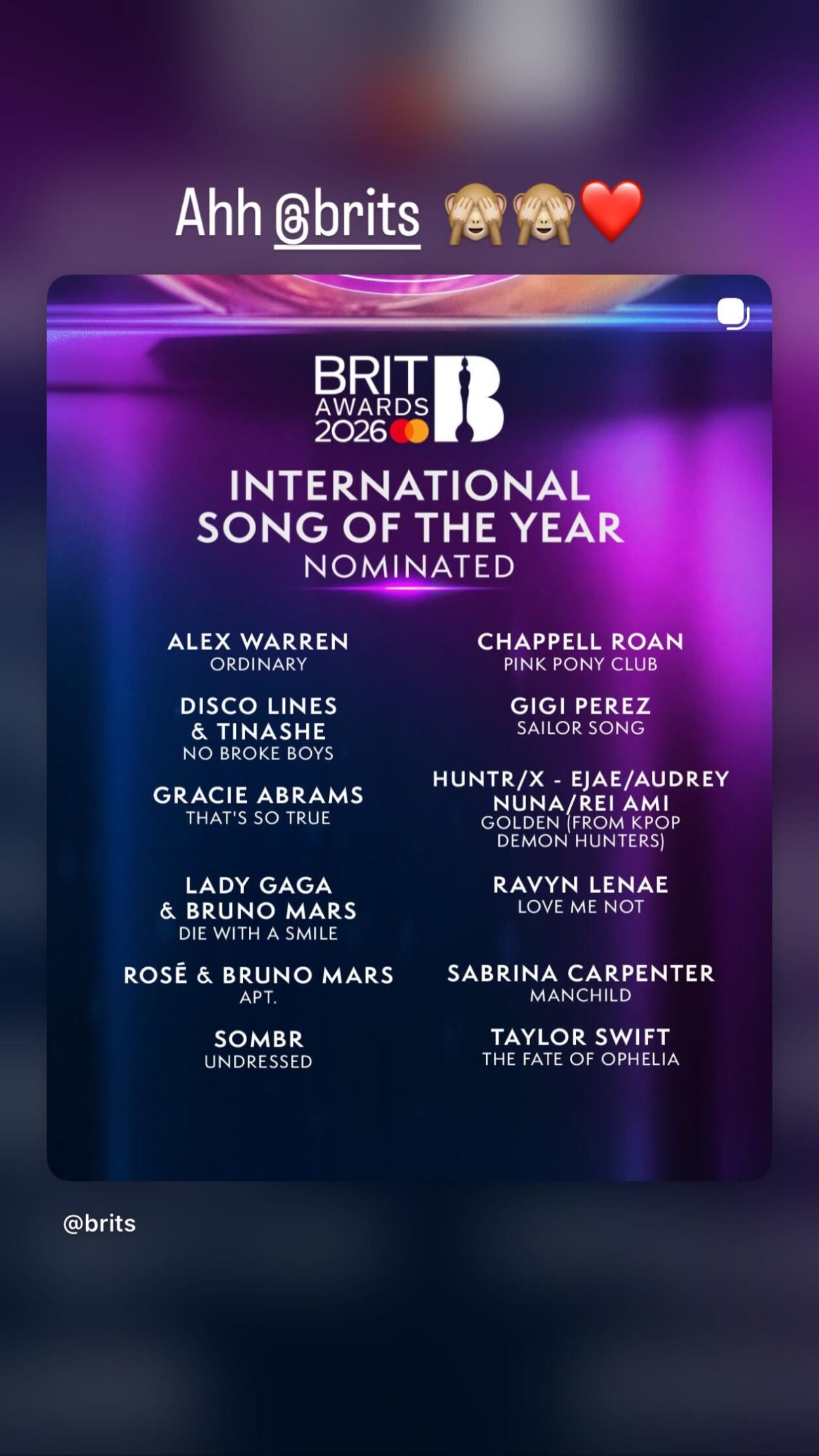 260122 Rosé IG Story Update