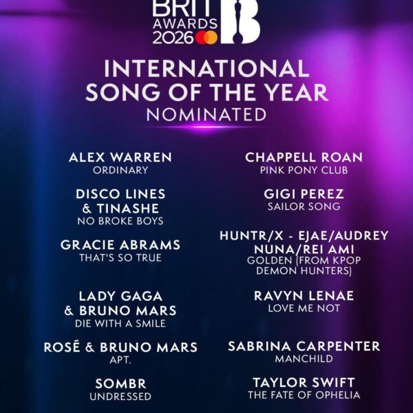 260121 ROSÉ & Bruno Mars - 'APT' has been nominated for 'International Song of The Year' at the BRIT Awards 2026