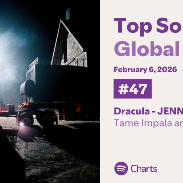 260207 Tame Impala and Jennie - Dracula - Jennie Remix debuts at #47 on Spotify Global Daily Chart with 2,123,685 filtered streams!