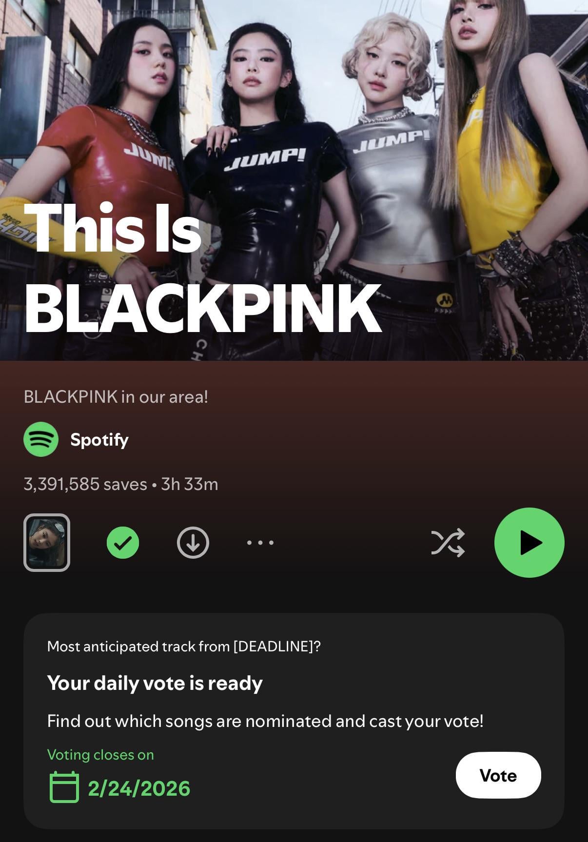 260207 Vote for your most anticipated track from ‘DEADLINE’ on Spotify’s “This Is BLACKPINK”