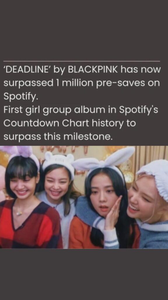 260222 Blackpink surpassed 1 million pre saves on Spotify.