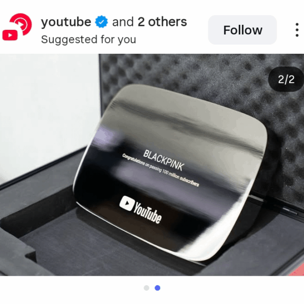 260223 Youtube's Ig Update related to BLACKPINK'S 100 million subscribers.