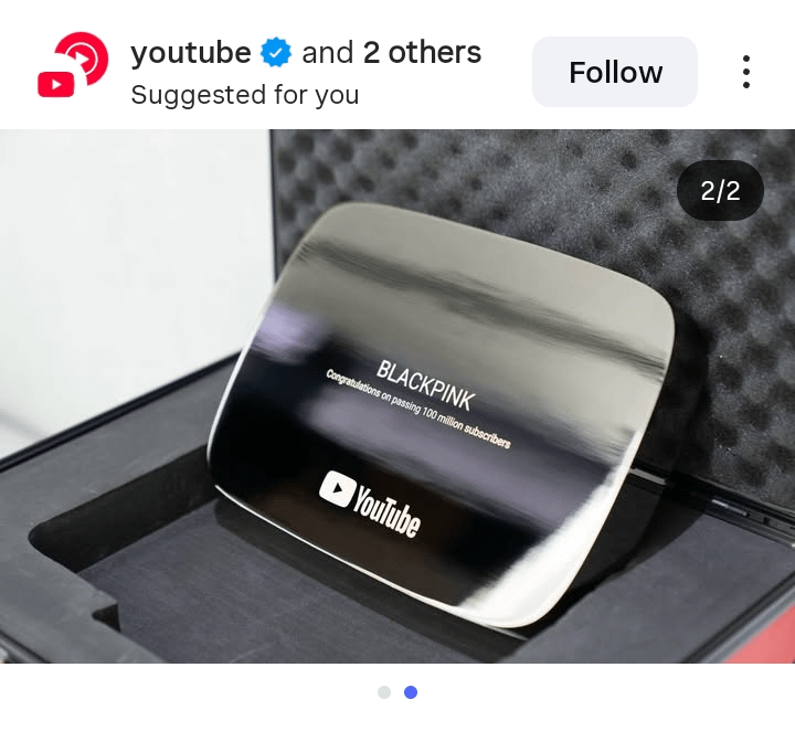 260223 Youtube's Ig Update related to BLACKPINK'S 100 million subscribers.