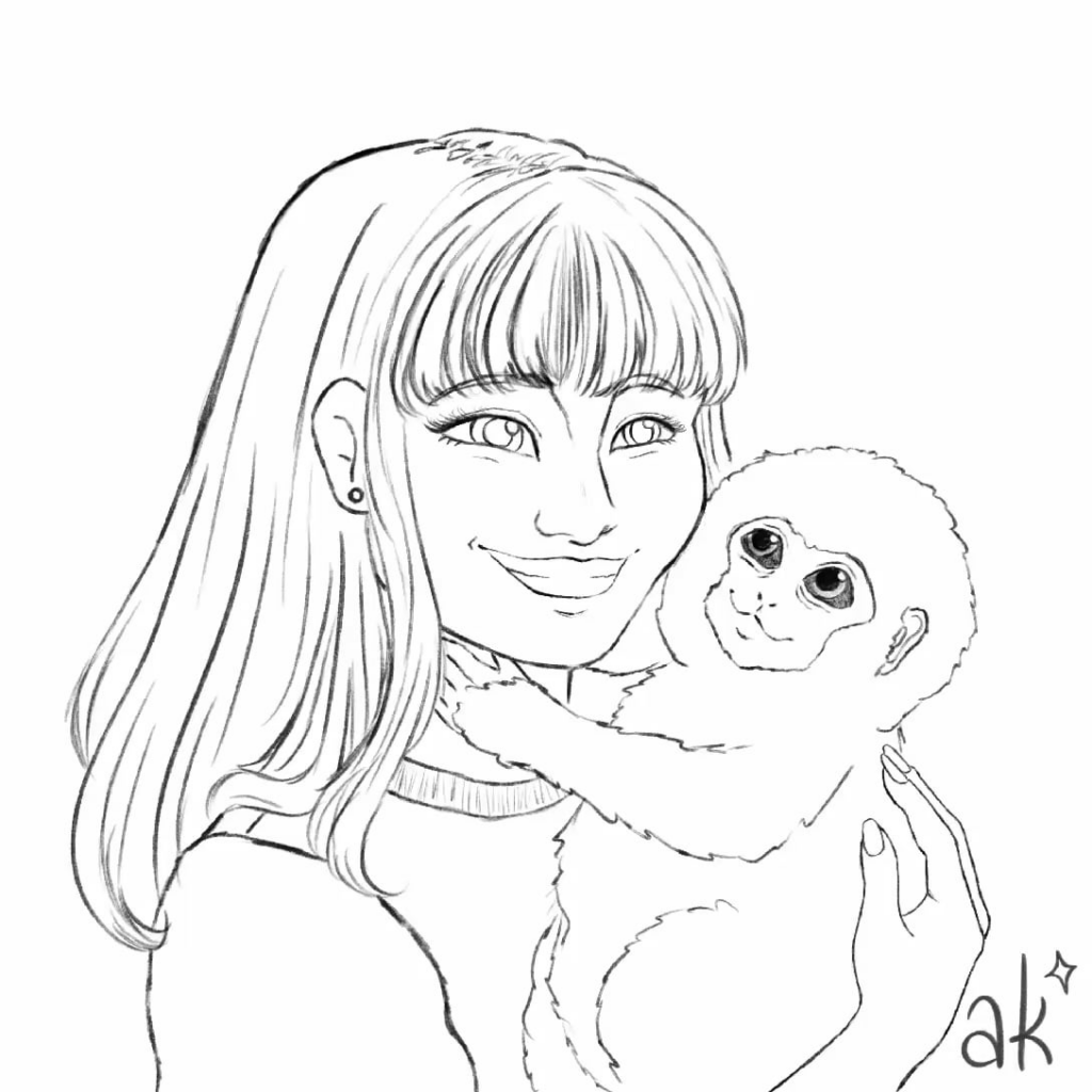 What hair color should I use? | 260322 LISA visit with Punch the Monkey Fanart