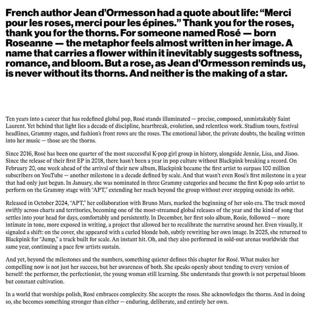 260320 Rosé: In Full Bloom - CR Fashion Book Interview