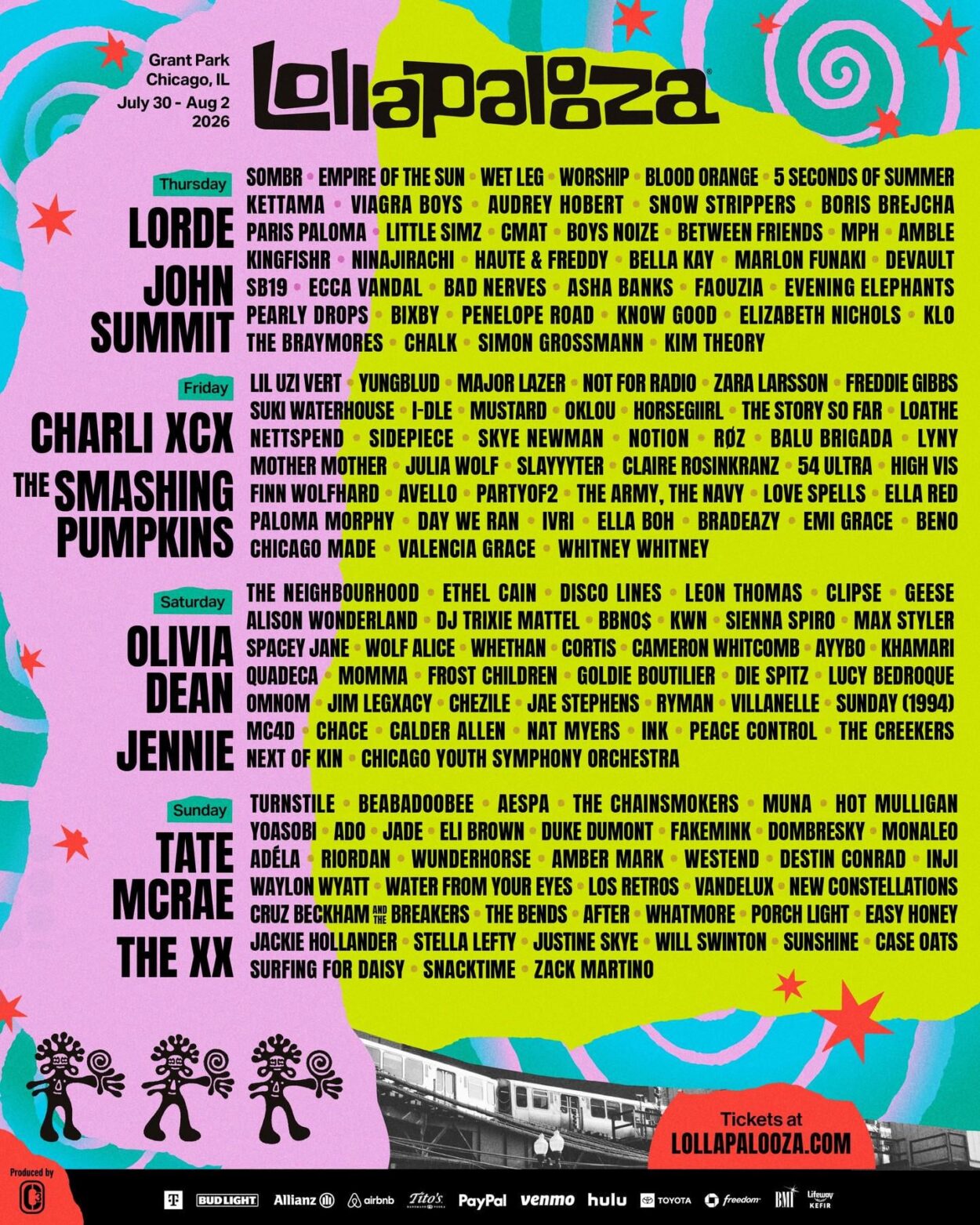 260320 Jennie will headline Lollapalooza Chicago 2026 on Saturday, August 1st | Tickets on sale now!