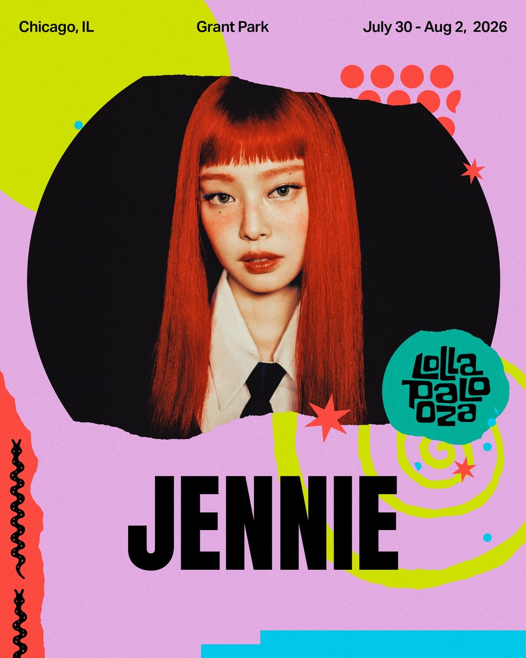 260318 Jennie will be a headliner at Lollapalooza Chicago 2026