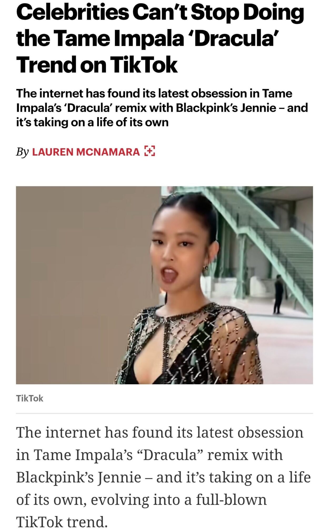 Tame Impala really gave Jennie her first billboard hit