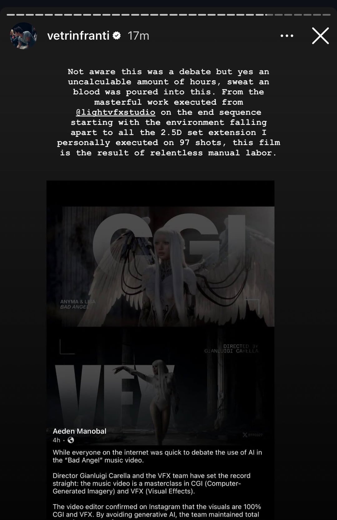 260410 Gianluigi Carella (MV Director-bad angel) IG story update